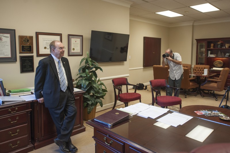 University of Lynchburg President Dr. Kenneth Garren being photographed for the Wall Street Journal.