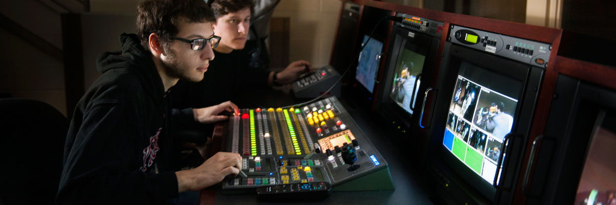 Students working in the Rex Mix Television Studio