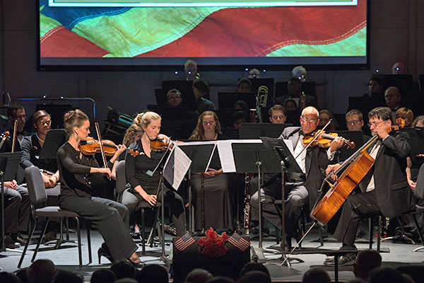 The university of Lynchburg wind symphony performs