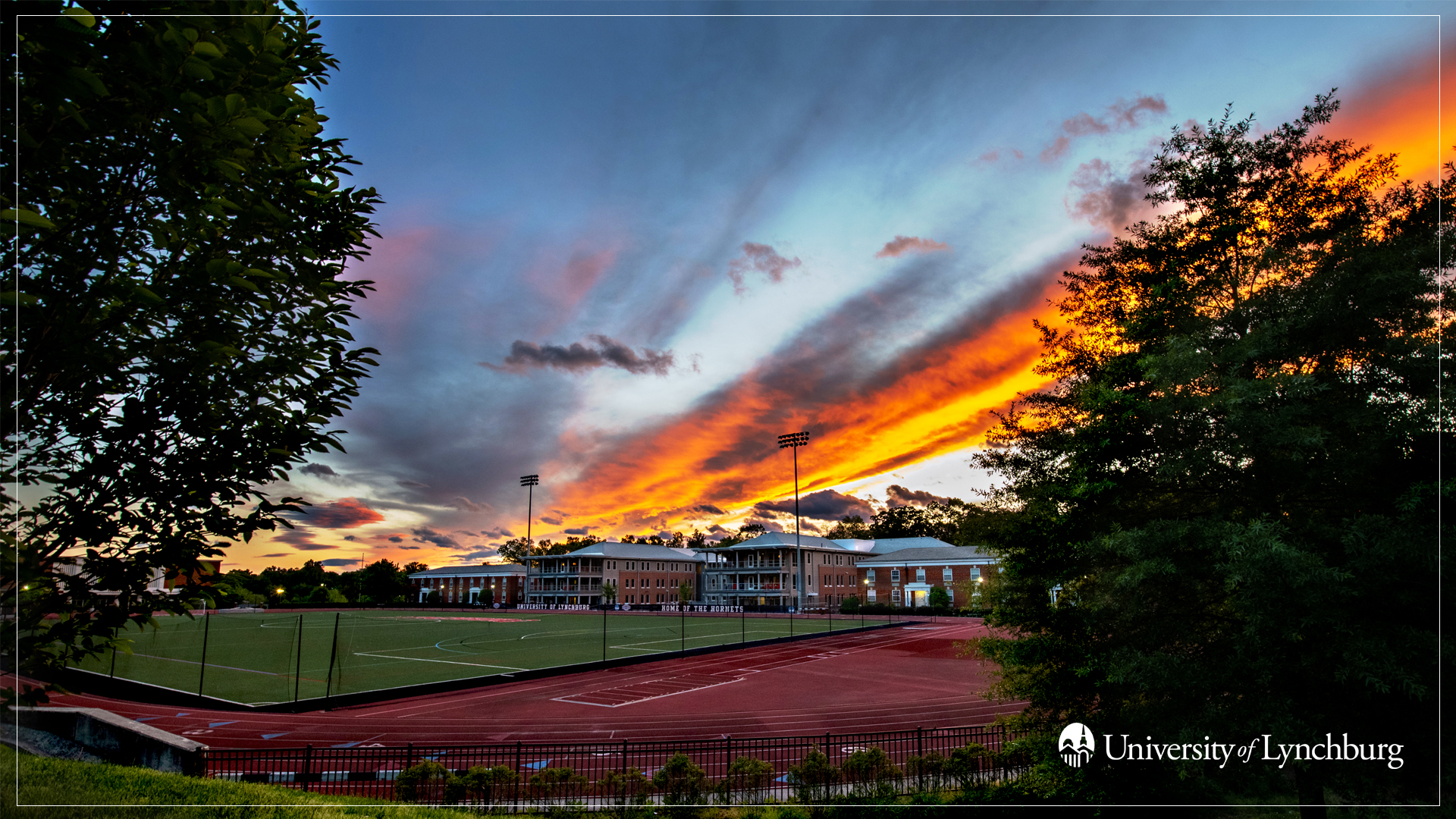 A sunset over Shellenberger Field