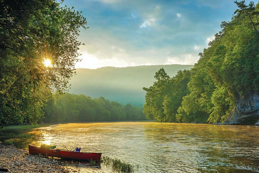 a canoe on the James River