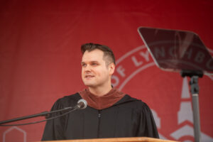 Daniel Paige Toney '11 speaks to graduates at 2023 Commencement.