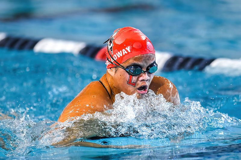 Mei White swimming in a pool