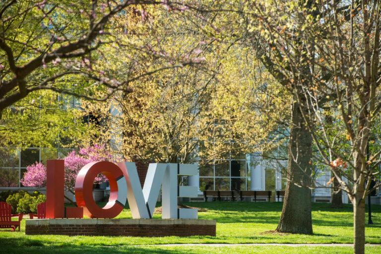 LOVE sculpture in spring