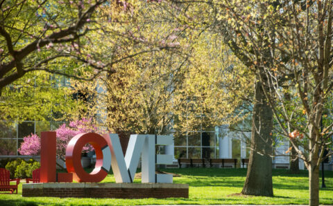 LOVE sculpture in spring