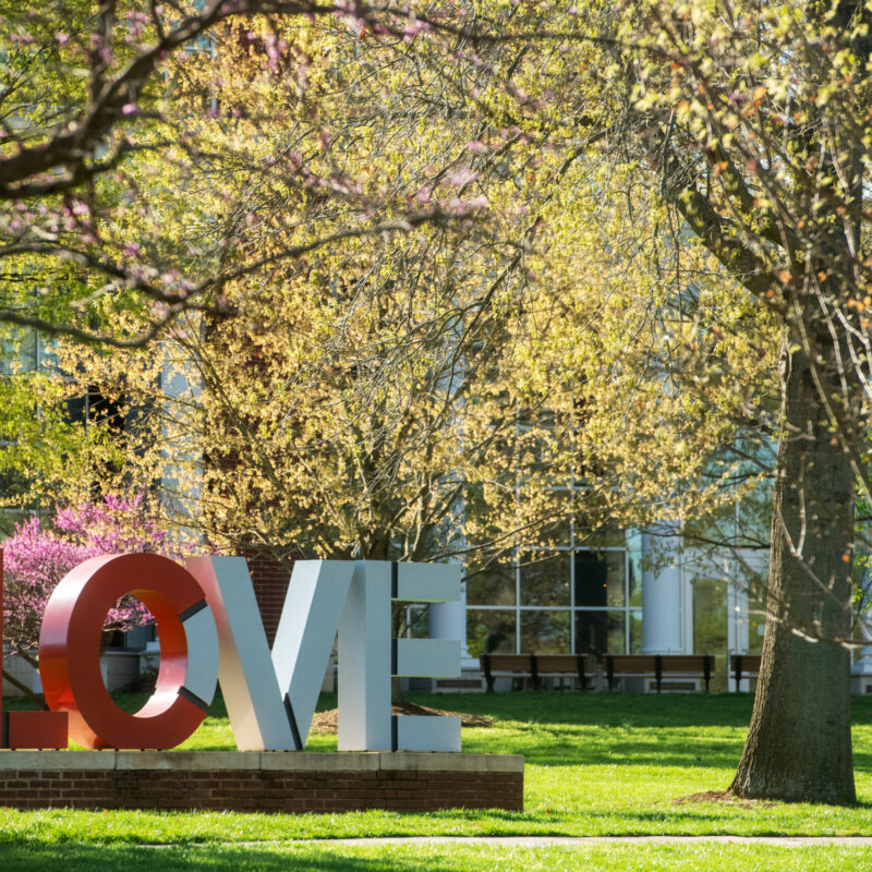 LOVE sculpture in spring