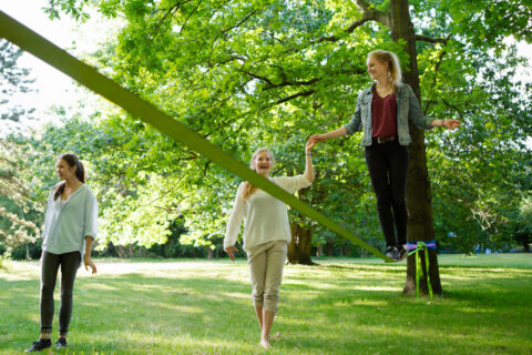 A guided slacklining.