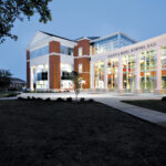 Schewel Hall at night
