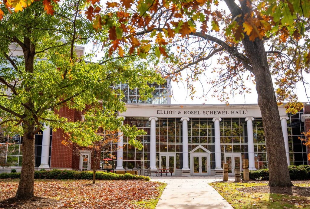 Schewel Hall on a fall day