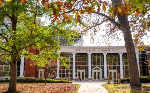 Schewel Hall on a fall day