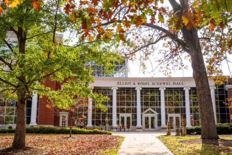 Schewel Hall on a fall day