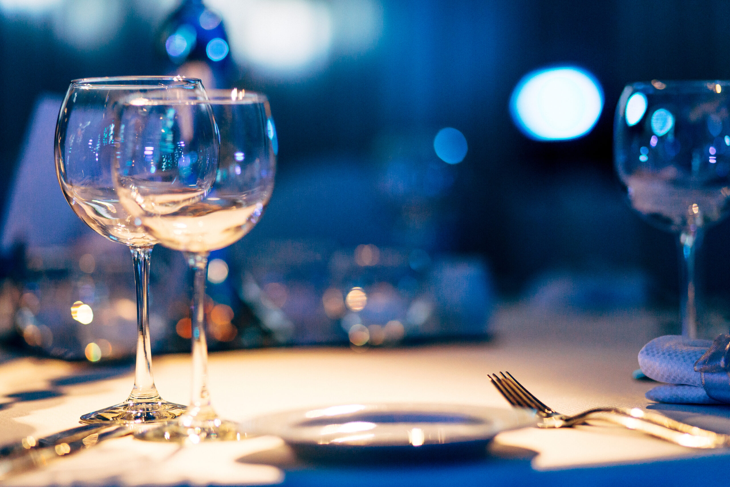 wine glasses on table