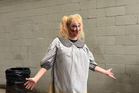 Cheri Collins dressed as a creepy doll.