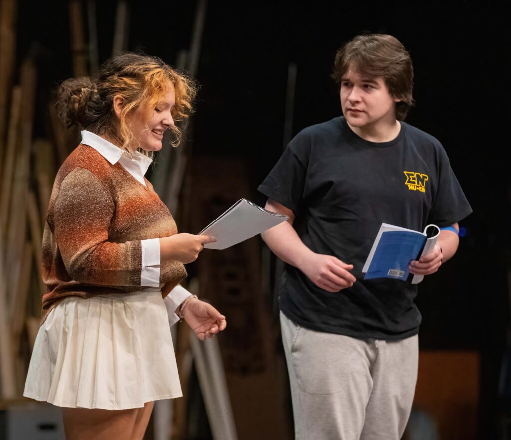 Kai Gutierrez-Wood ’28  and Michael Tock '27 rehearse a scene