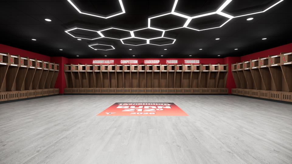 A conceptual drawing of the new men's lacrosse locker room