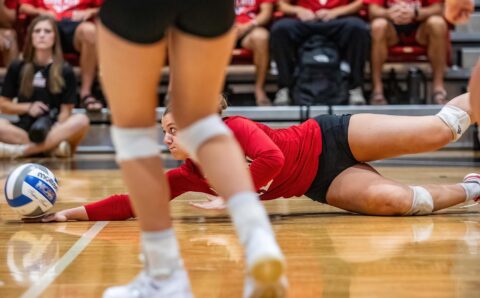 Diving volleyball player