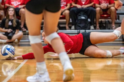 Diving volleyball player