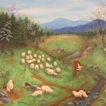 Queena Stovall, “Hillside Pasture,” oil on canvas, 20” x 26”, 1958. Daura Museum of Art.