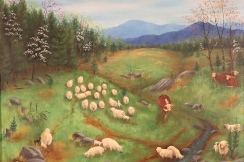 Queena Stovall, “Hillside Pasture,” oil on canvas, 20” x 26”, 1958. Daura Museum of Art.