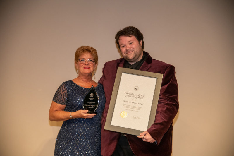 Annette Stadtherr (left) with Jer Bryant, winner of Helen Mundy Witt Award.