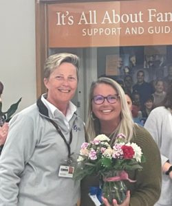Ellen Tyler ’16, ’19 MEd, ’22 MEd (right) poses for a photo with E.C. Glass Principal Rose Flaugher. Tyler, a special education teacher, was named “Teacher of the Year” at E.C. Glass High School. 