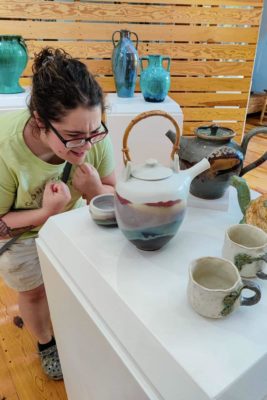 Victoria Hauck with her pottery