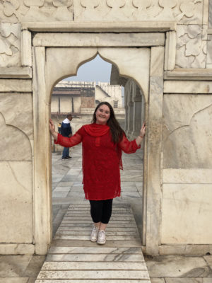 Madysen Buckley ’23 poses for a photo at Agra Fort, in Agra.