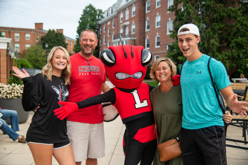 Family weekend group with Dell the Hornet