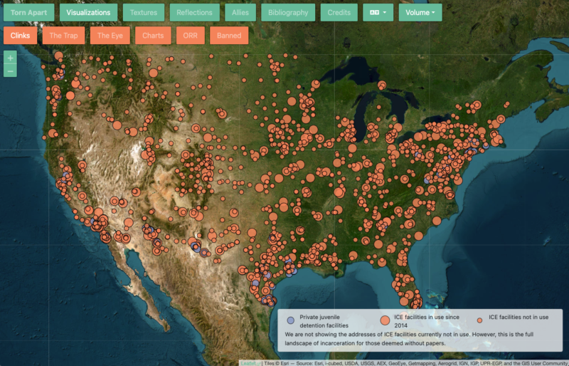 A screenshot of a website that shows a U.S. map with orange dots