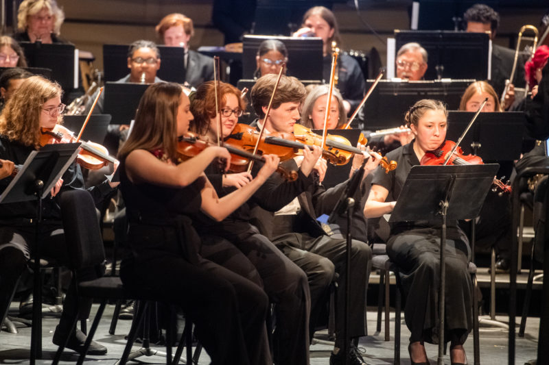 Wind Symphony and Orchestra performs in the spring of 2023.