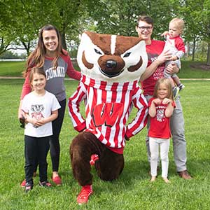 Amy Parins, PA-C, with family at Wisconsin