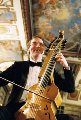 Michael Brüssing, a member of the Esterházy Ensemble, plays a barytone.