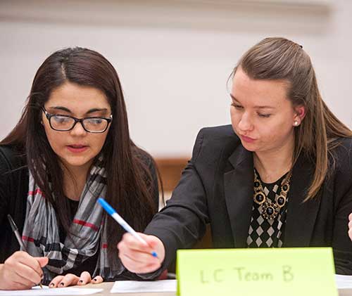 two students at the Ethics Bowl