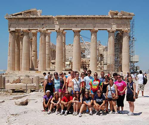 students and faculty on a study abroad trip