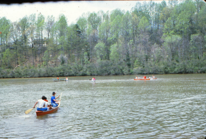 People canoeing in College Lake