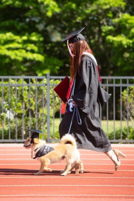 Graduate and dog.