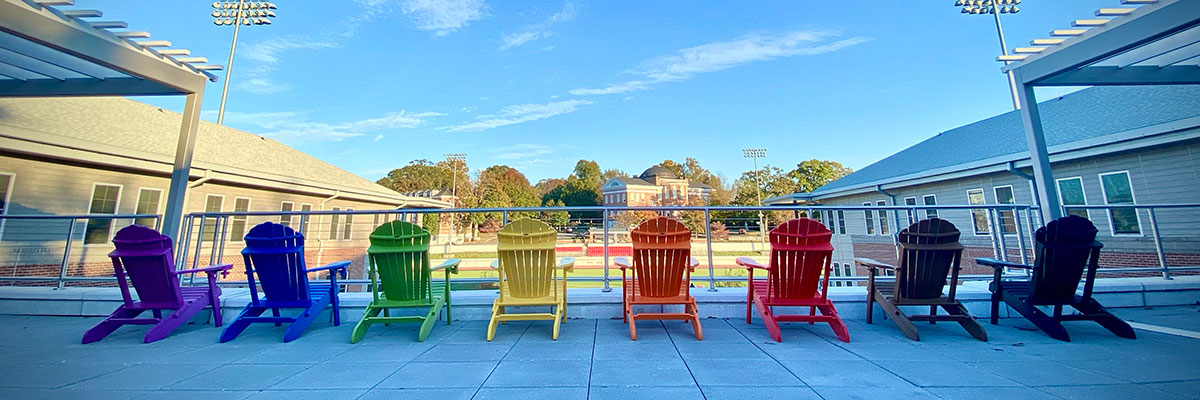Colorful chairs at the University of Lynchburg