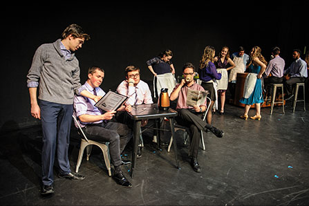 Student actors on stage