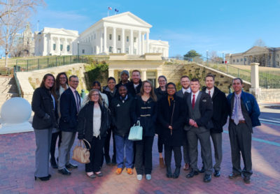 Athletic training students at the Virginia capitol