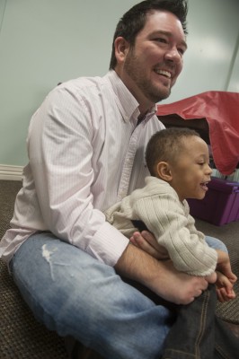 Eric Grossman ’15 participates in a playgroup program that LC special education students organized at a local preschool.