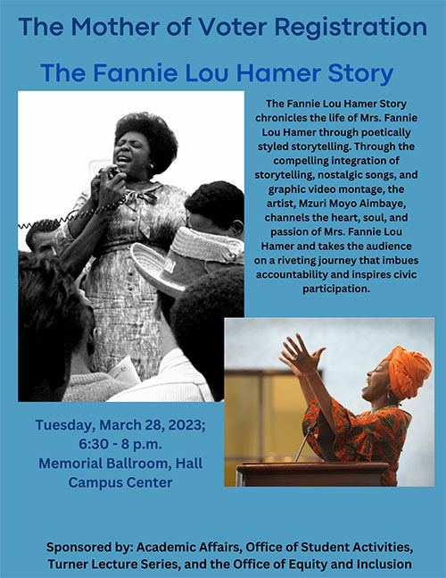 Poster for the one-woman play "The Fannie Lou Hamer Story"