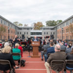 President Garren speaks at new residence hall dedication